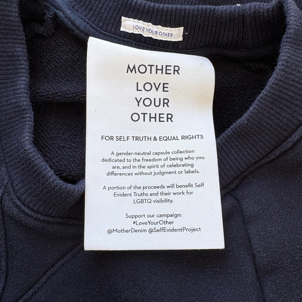 Mother The Champ MX Sweatshirt Women Medium Navy Blue Pullover Long Sleeve Flaw - Picture 14 of 16